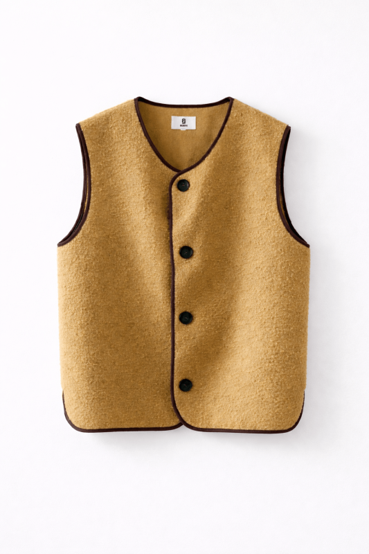 Gilet en sherpa beige sur fond blanc