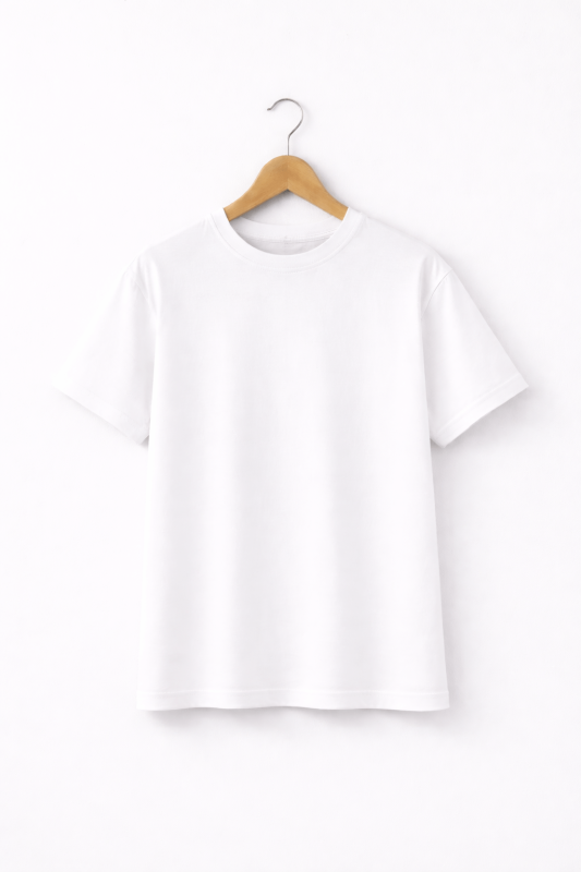 T-shirt blanc minimaliste sur cintre